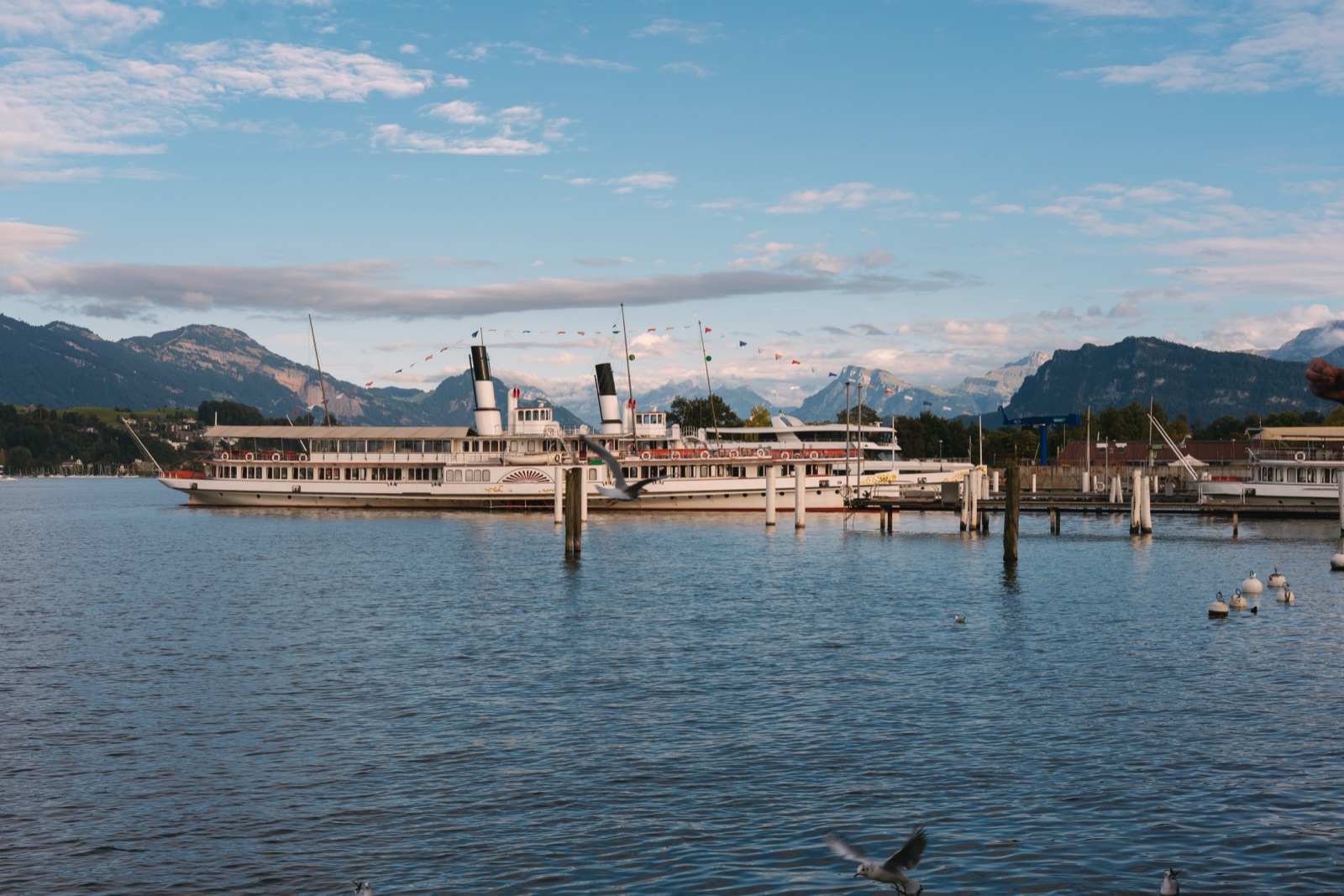 Paddle steamers docked on Lake Lucerne